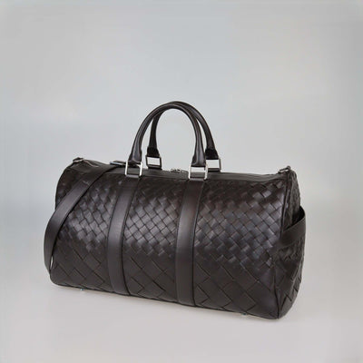 Bottega Veneta Cacao Brown Intrecciato Leather Medium Duffle Bag