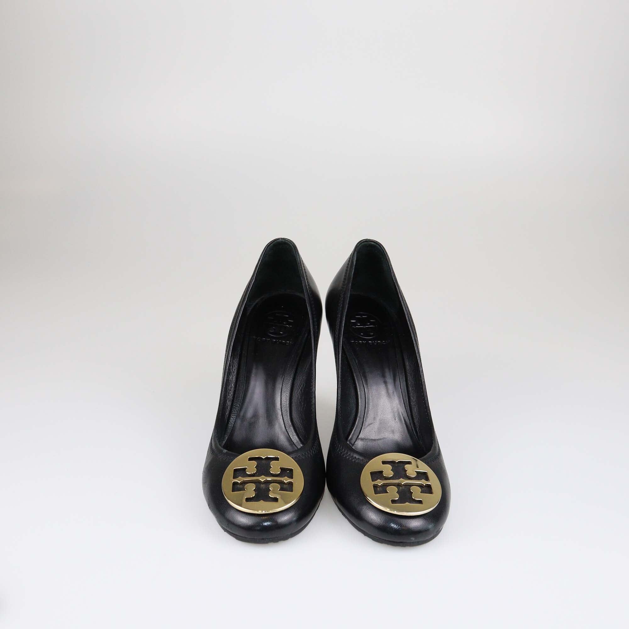 Retailer tory burch black wedge heels