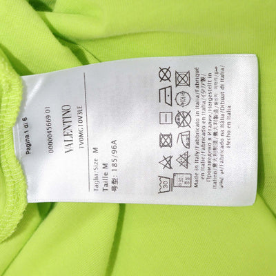 Valentino Yellow Green Cotton VLTN Print Crew Neck T-Shirt