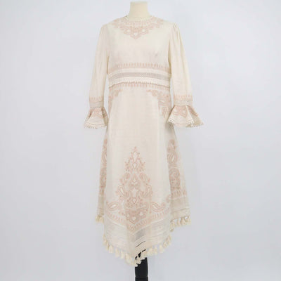 Zimmermann Beige Linen Estelle Paisley Long Dress