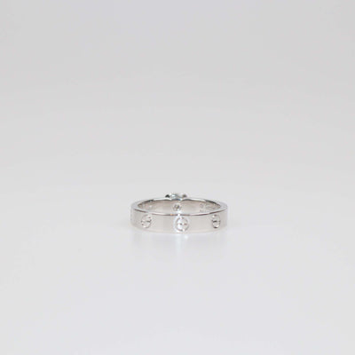 Cartier 18K White Gold Brilliant Cut Solitaire Diamond Love Ring Size 54