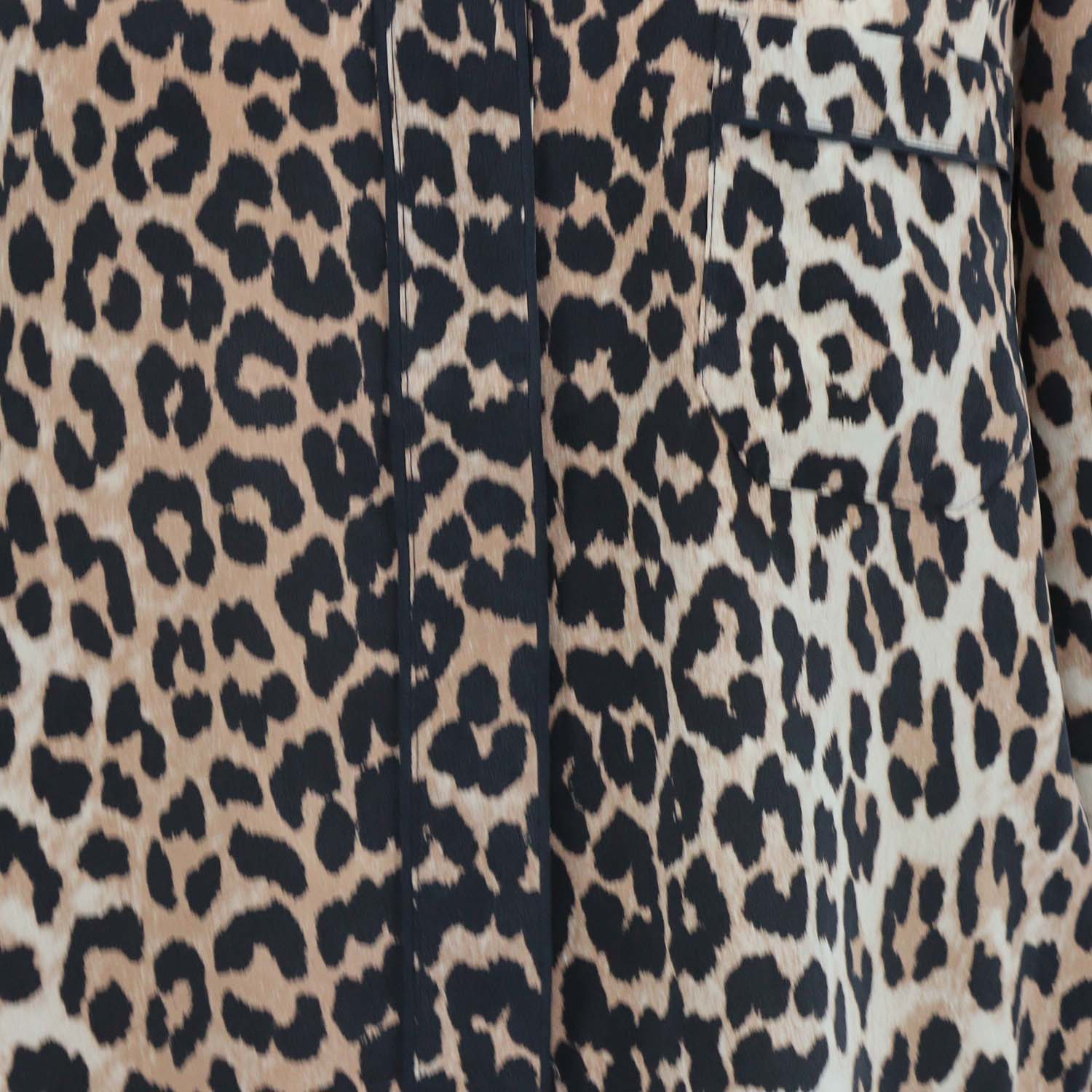 Ganni Brown Silk Leopard Print Long Sleeve Shirt