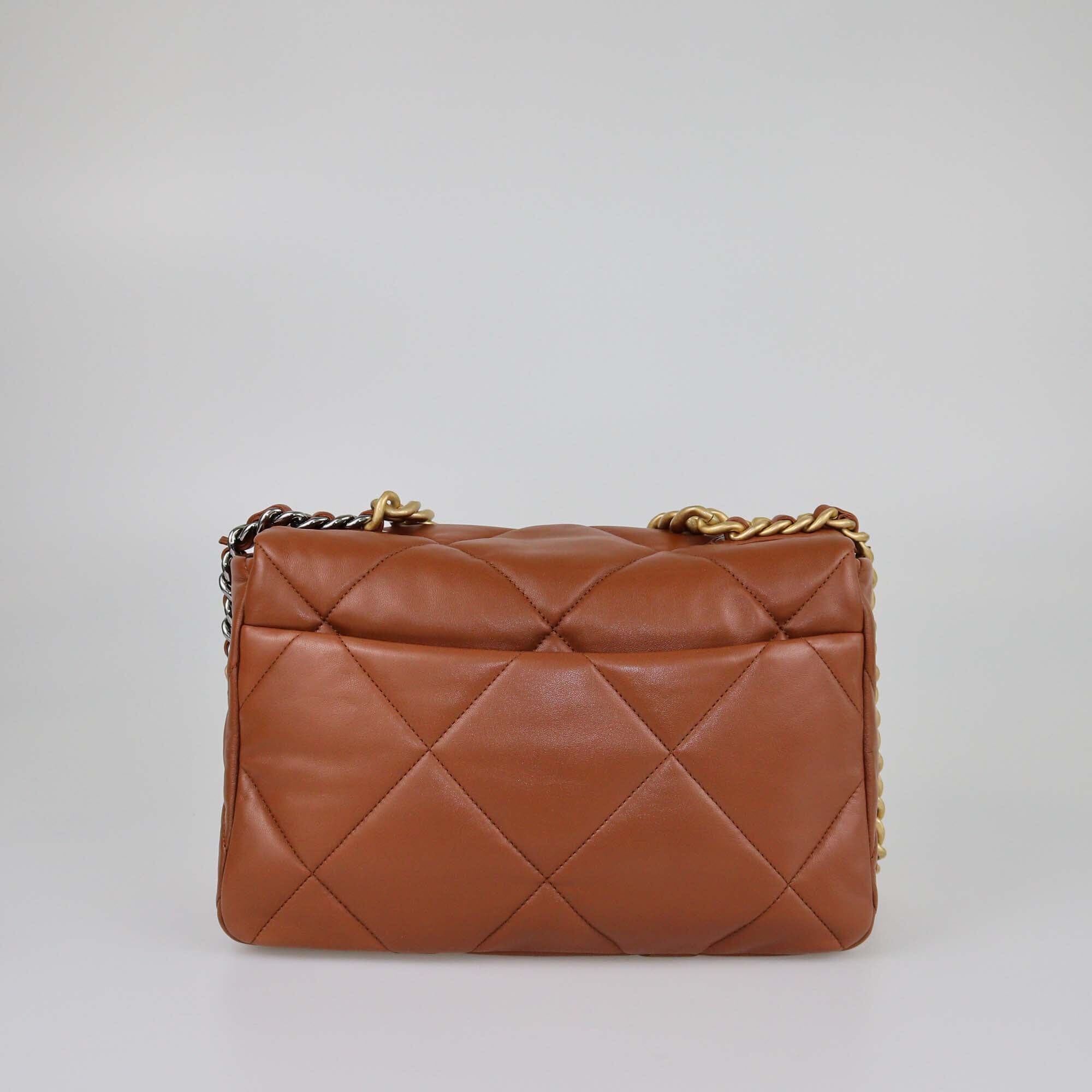 Chanel Brown Quilted Large 19 Flap Bag Womens Chanel 