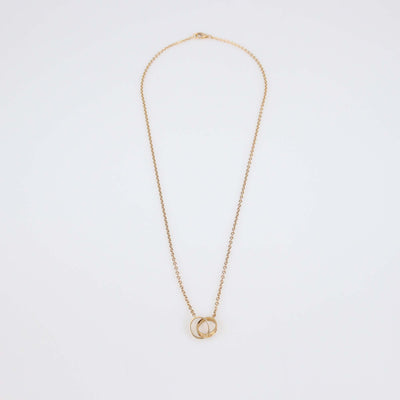 Cartier Love Interlocking 2 Hoops 18K Rose Gold Pendant Necklace