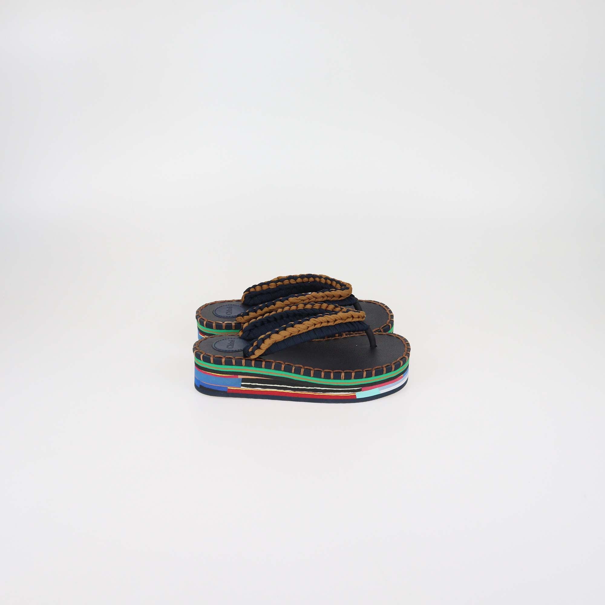 Chloe Multicolor Braided Fabric Lou Thong Sandals