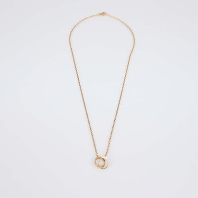 Cartier Love Interlocking 2 Hoops 18K Rose Gold Pendant Necklace