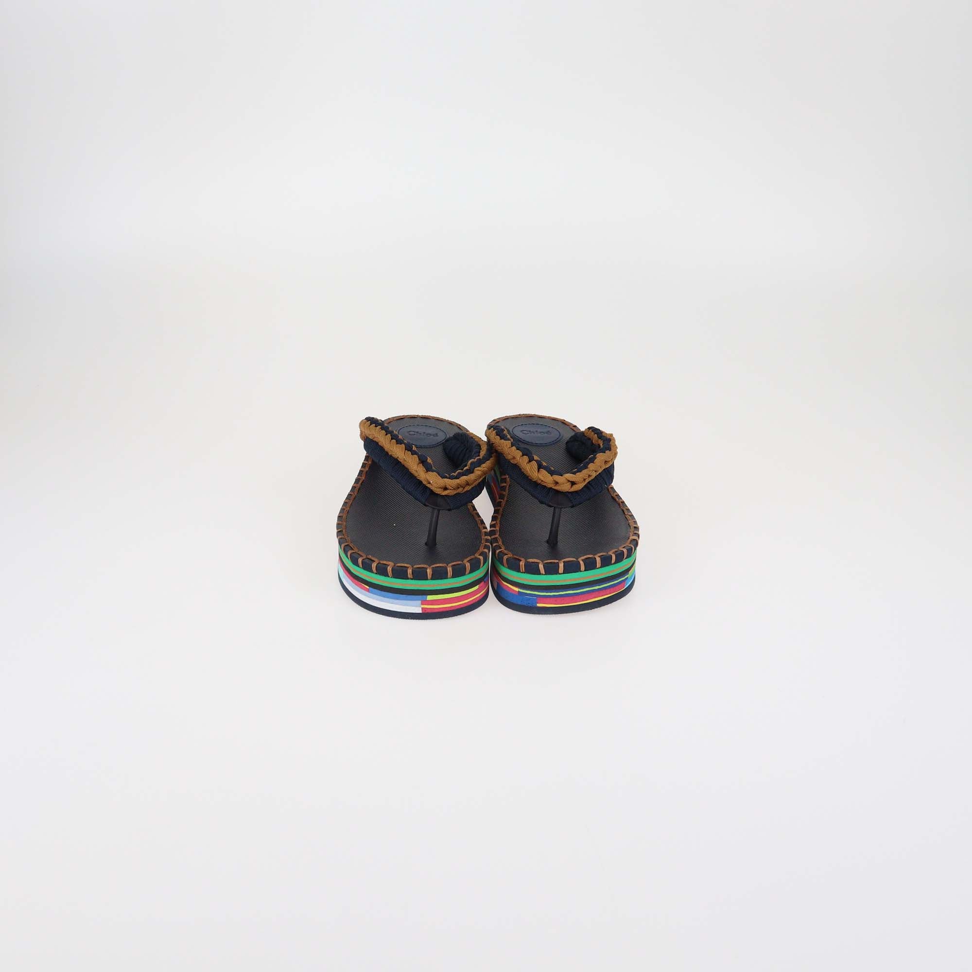 Chloe Multicolor Braided Fabric Lou Thong Sandals