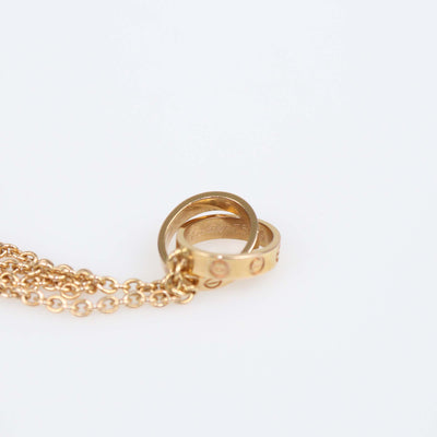 Cartier Love Interlocking 2 Hoops 18K Rose Gold Pendant Necklace