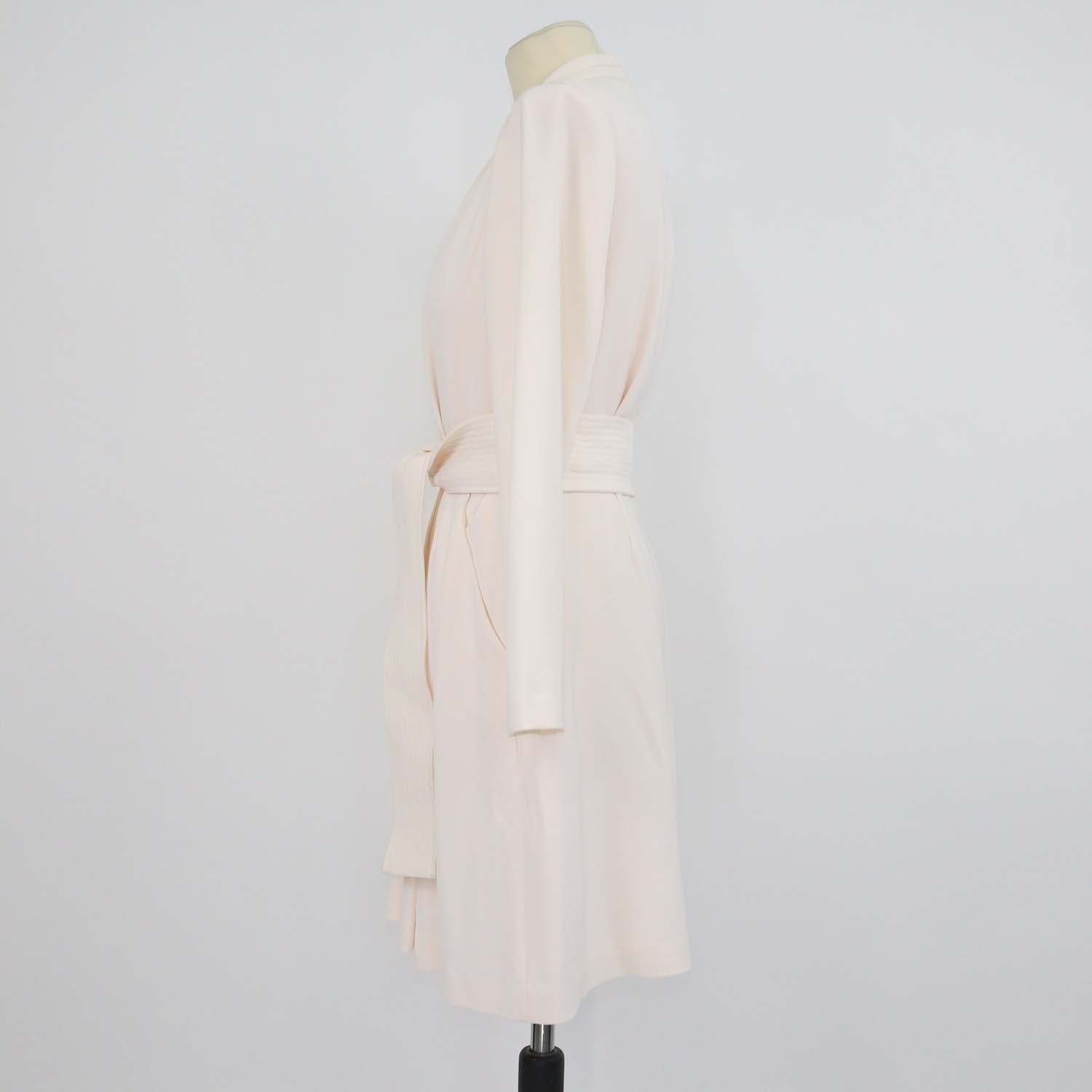 A.L.C. Light Pink Blend Polyester Long Sleeve Waist Tie Mini Dress