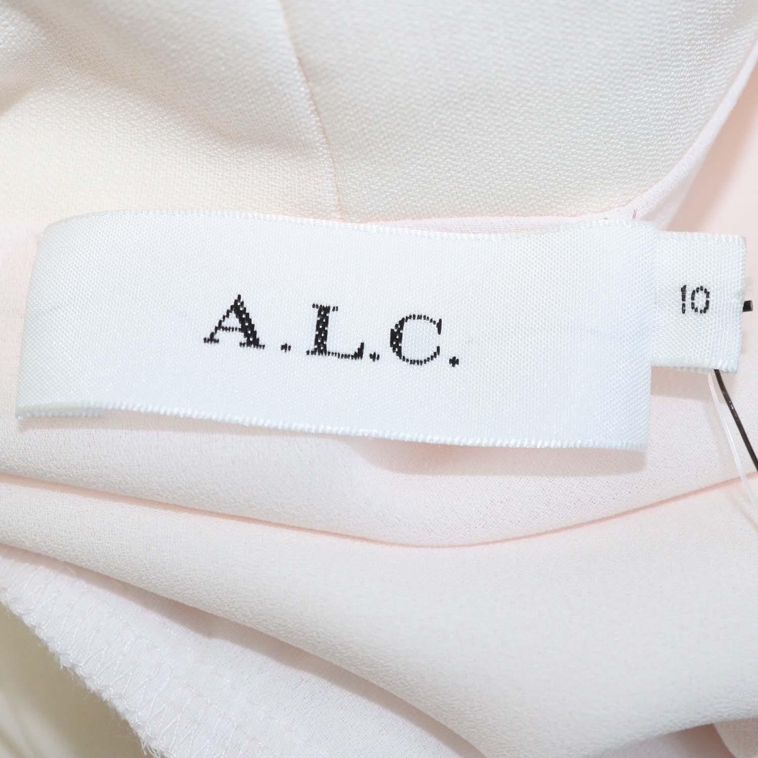 A.L.C. Light Pink Blend Polyester Long Sleeve Waist Tie Mini Dress