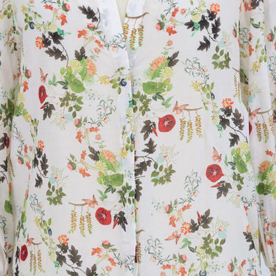 Alice + Olivia Multicolor Cotton and Silk Printed V-Neck Blouse