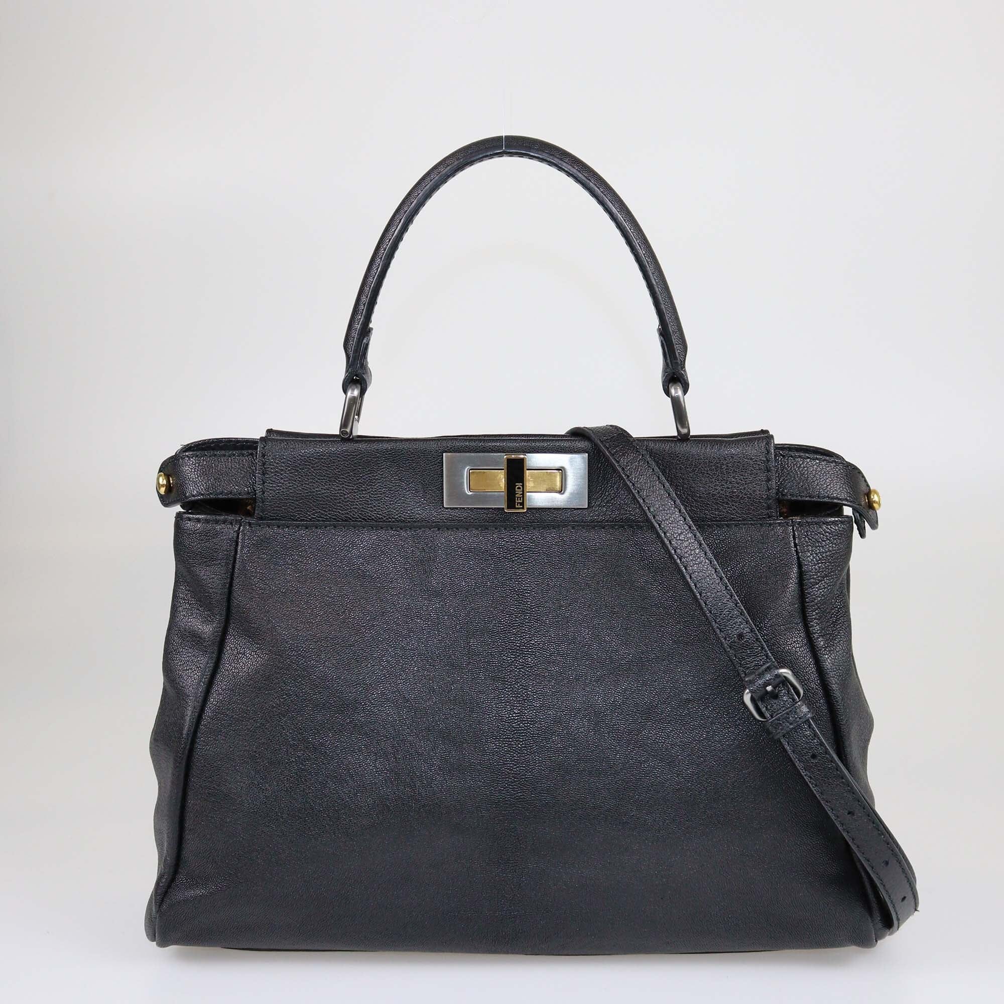 Fendi Black Medium Peekaboo Top Handle Bag Bags Fendi 