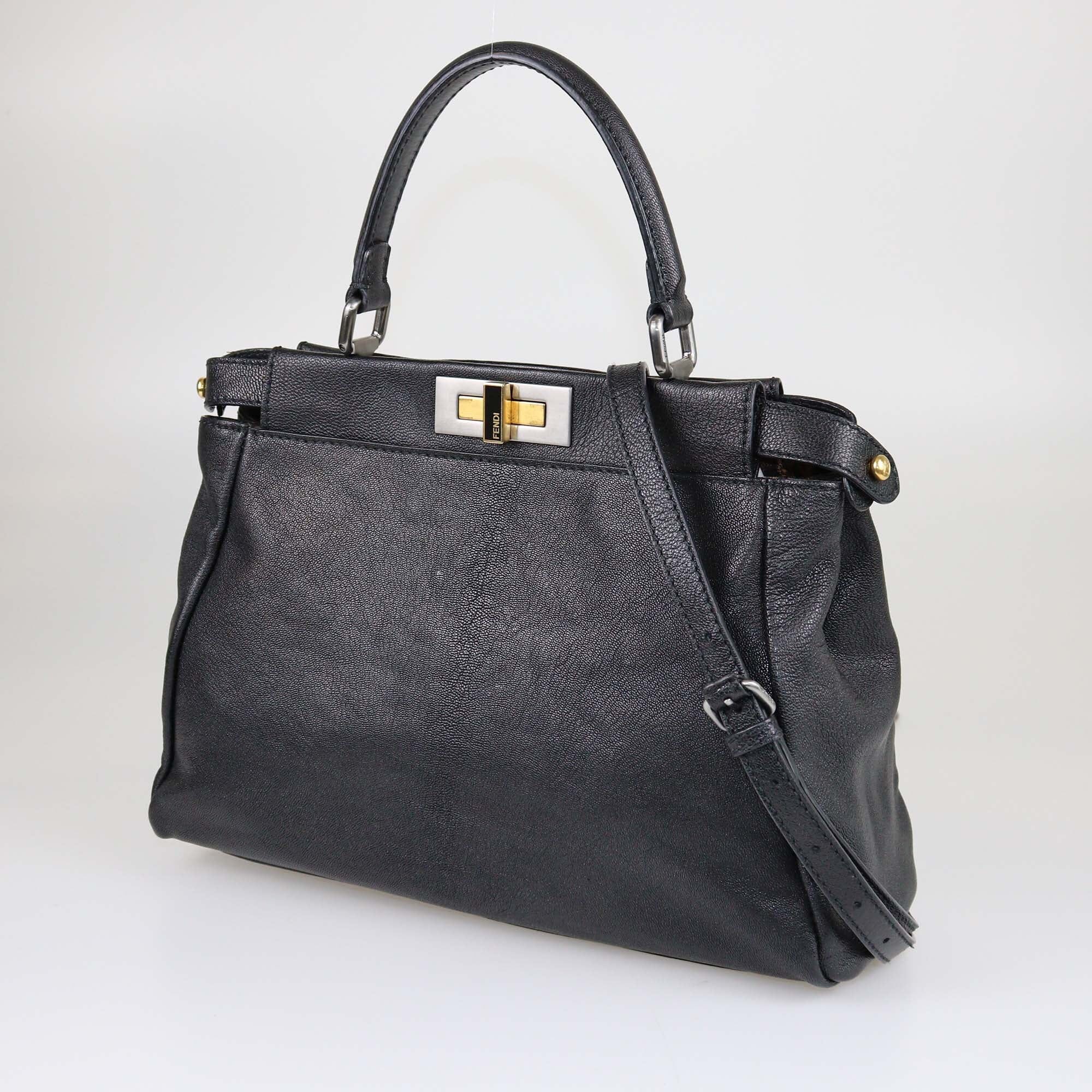 Fendi Black Medium Peekaboo Top Handle Bag Bags Fendi 