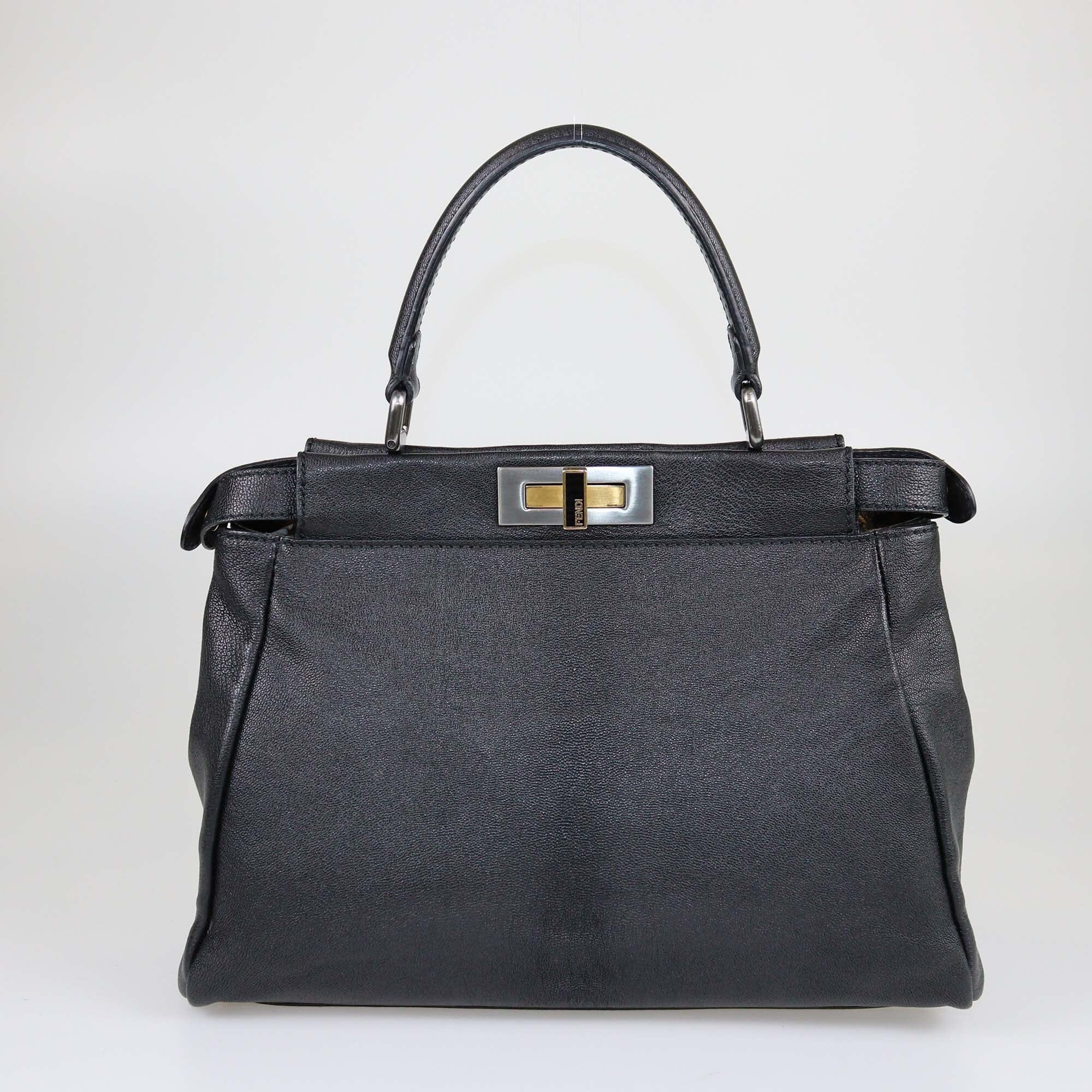 Fendi Black Medium Peekaboo Top Handle Bag Bags Fendi 