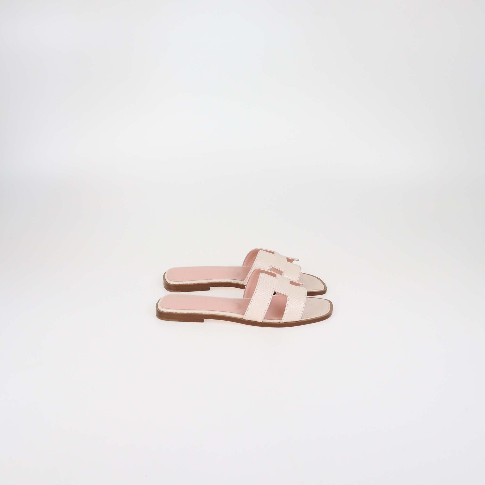 Hermes Bicolor Lizard Oran Sandals