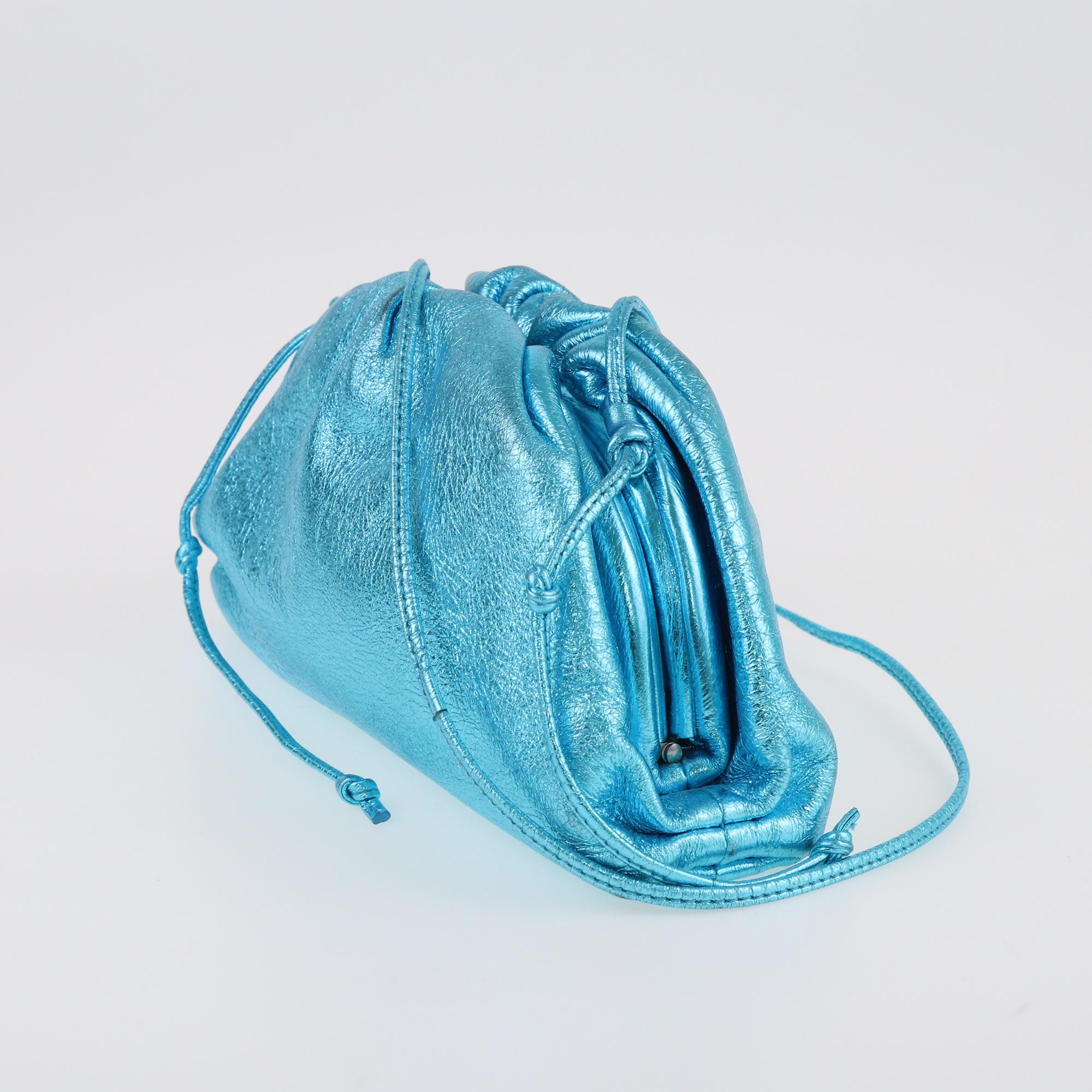 Metallic Turquoise Mini Pouch Clutch Bags Bottega Veneta 