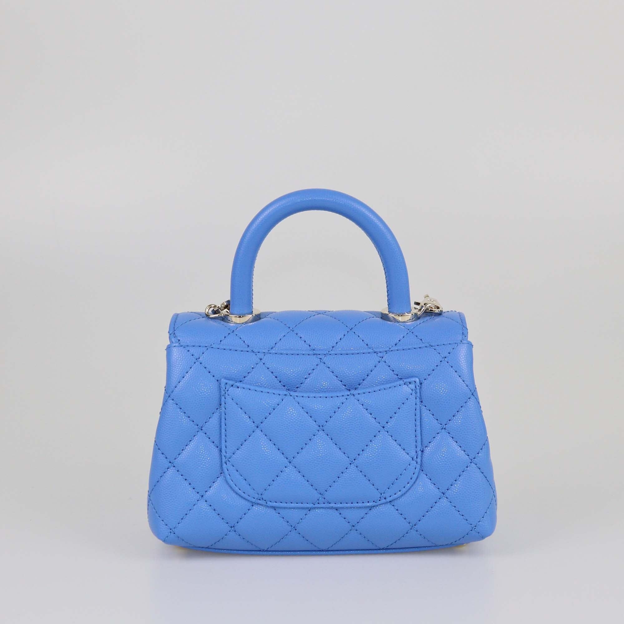 Chanel Blue Quilted Caviar Extra Mini Coco Handle Bag Womens Chanel 