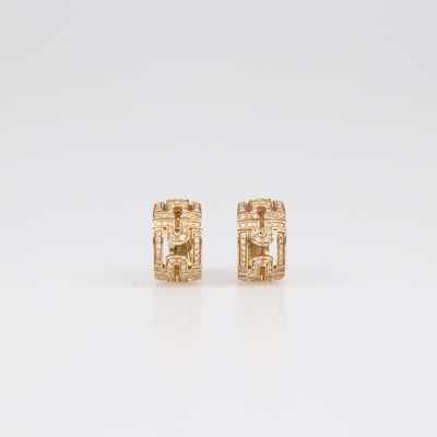 Bvlgari 18K Rose Gold Diamond Parentesi Huggie Hoop Earrings