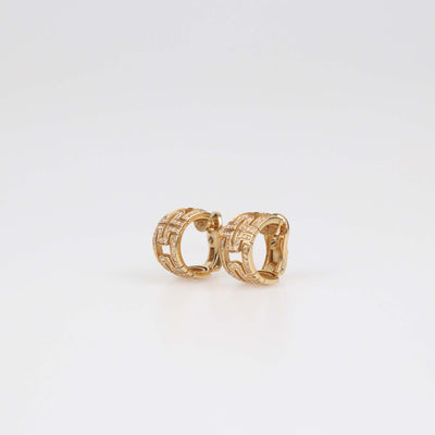Bvlgari 18K Rose Gold Diamond Parentesi Huggie Hoop Earrings