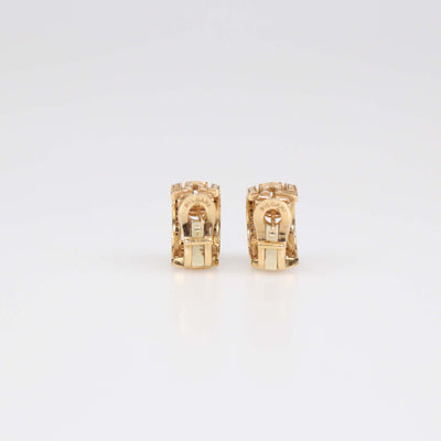 Bvlgari 18K Rose Gold Diamond Parentesi Huggie Hoop Earrings