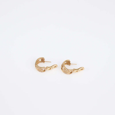 Bvlgari 18K Rose Gold Diamond Parentesi Huggie Hoop Earrings