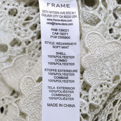 Frame Soft Mint Green Polyester Lace Button-Up Top