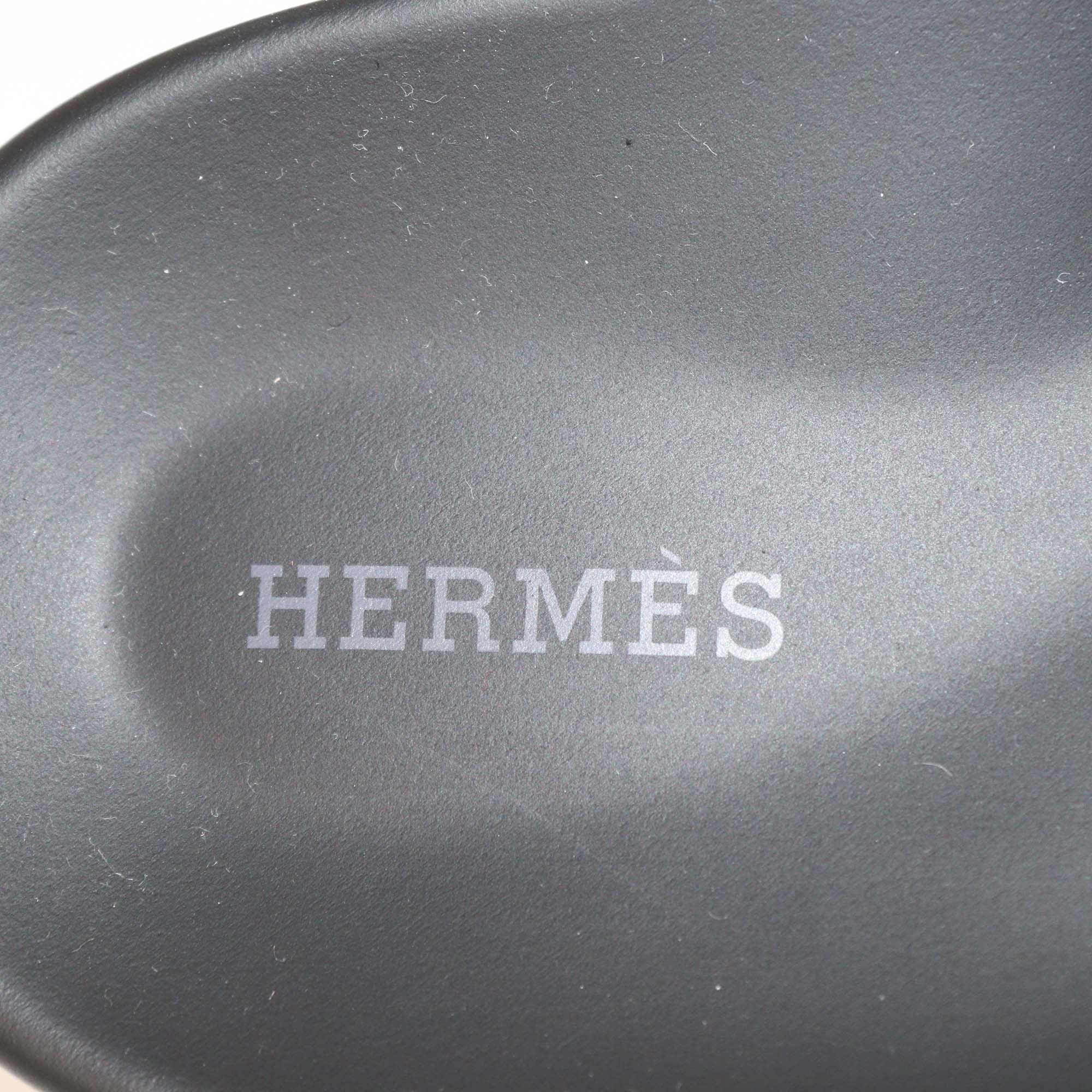 Hermes Black Leather Chypre Sandals