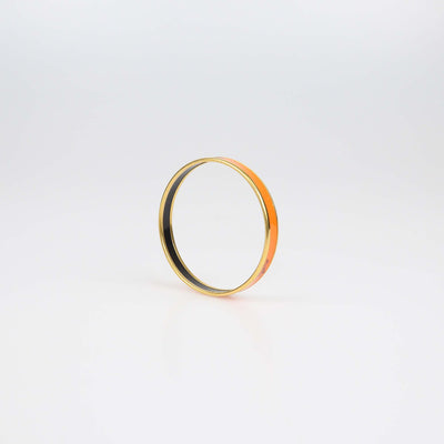Hermes Orange Enamel Gold Plated Caleche Narrow Bangle Bracelet