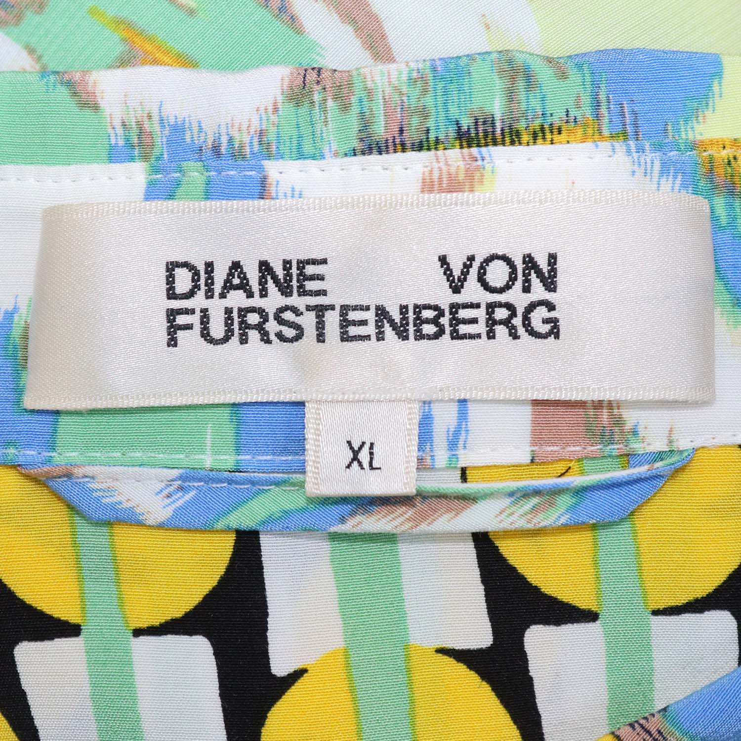 Diane Von Furstenberg Multicolor Viscose Printed Crepe Belted Midi Dress