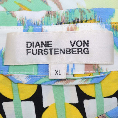Diane Von Furstenberg Multicolor Viscose Printed Crepe Belted Midi Dress
