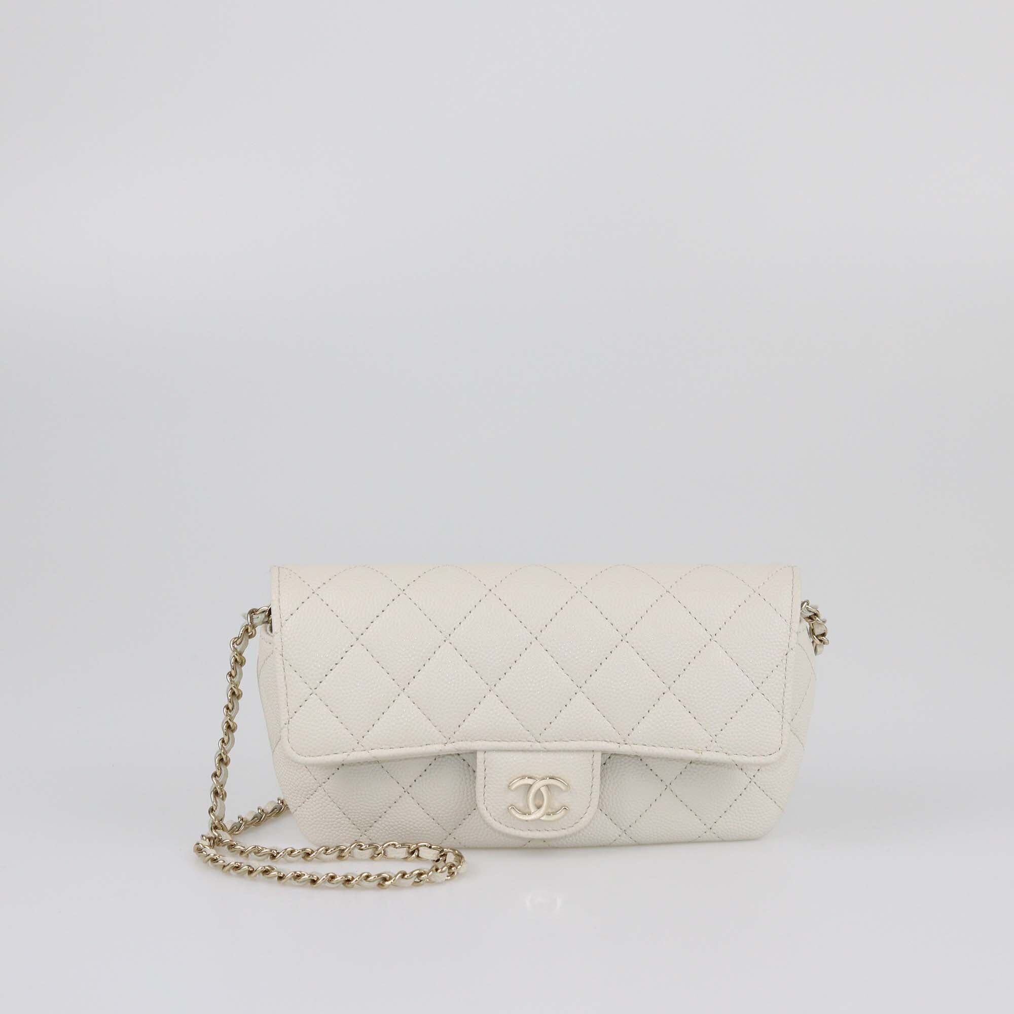 Chanel Beige Caviar Quilted Glassed Case with Chain Womens Chanel 