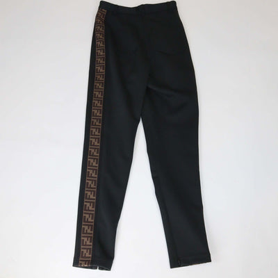 Fendi Black Pique Jersey FF Logo Detail Trousers
