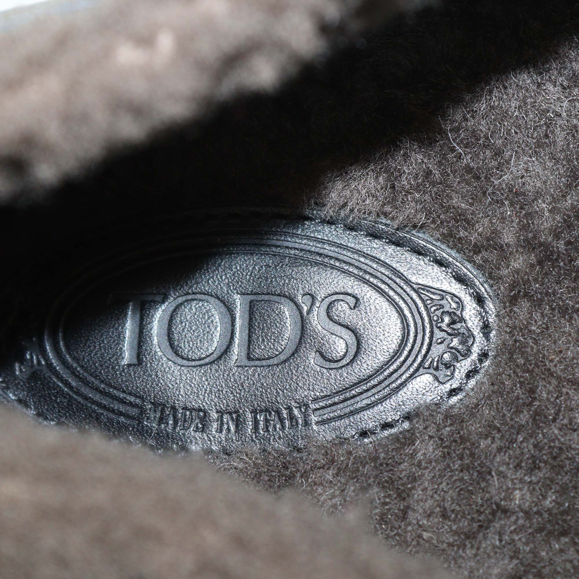 Tod's Black Leather & Fur Double T Loafers