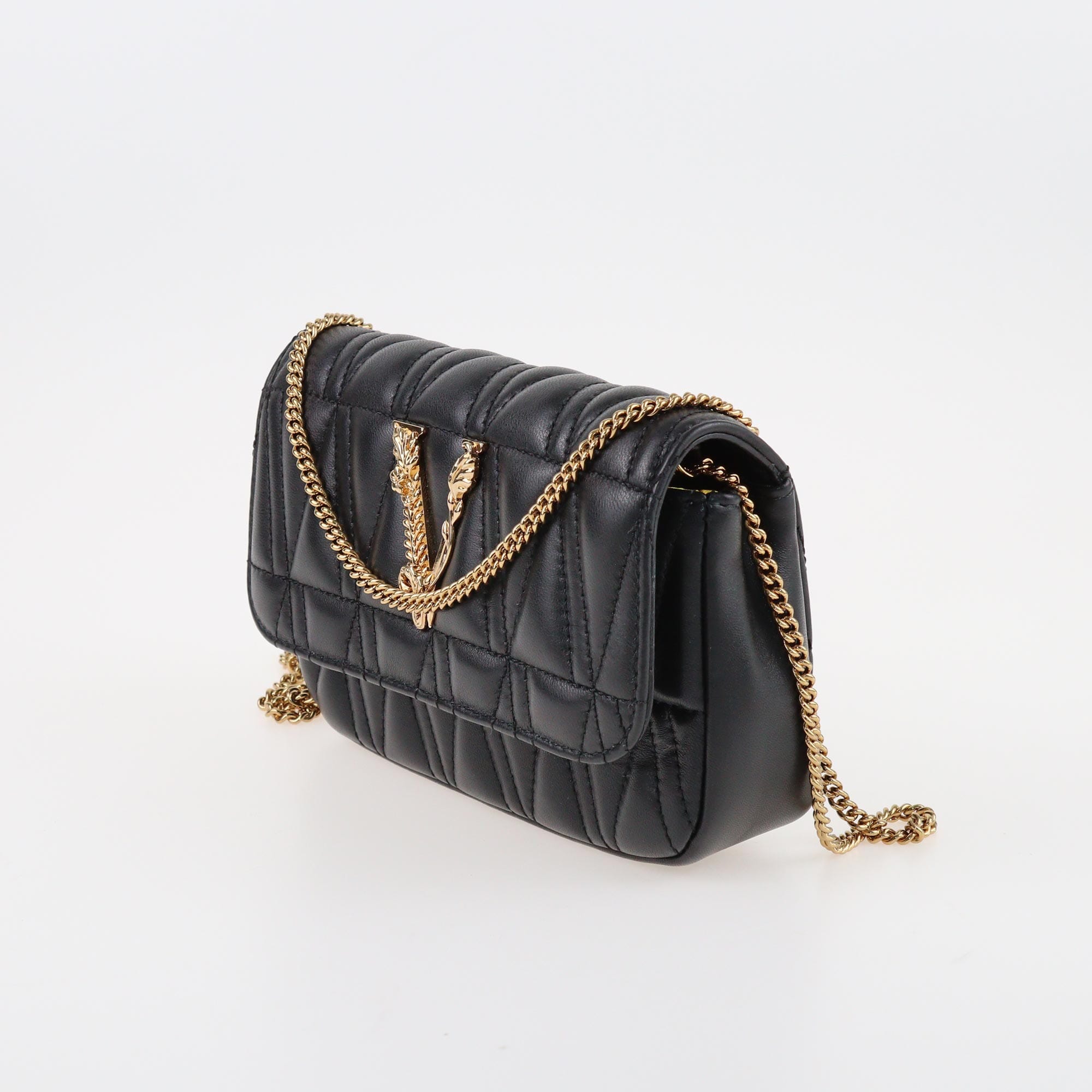 Black Nappa Virtus Mini Crossbody Bag Bags Versace 