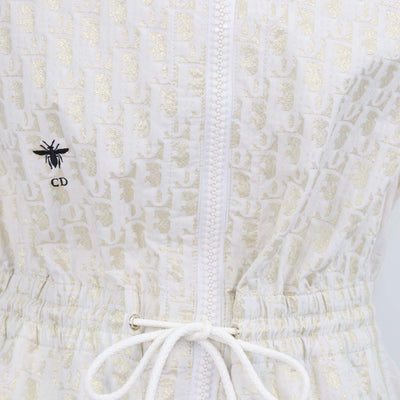 Christian Dior Gold/Ivory Oblique Blend Polyester Hooded Playsuit