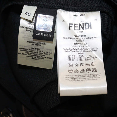 Fendi Black Pique Jersey FF Logo Detail Trousers