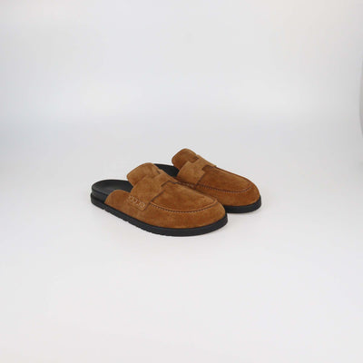 Hermes Brown Suede Go Mules
