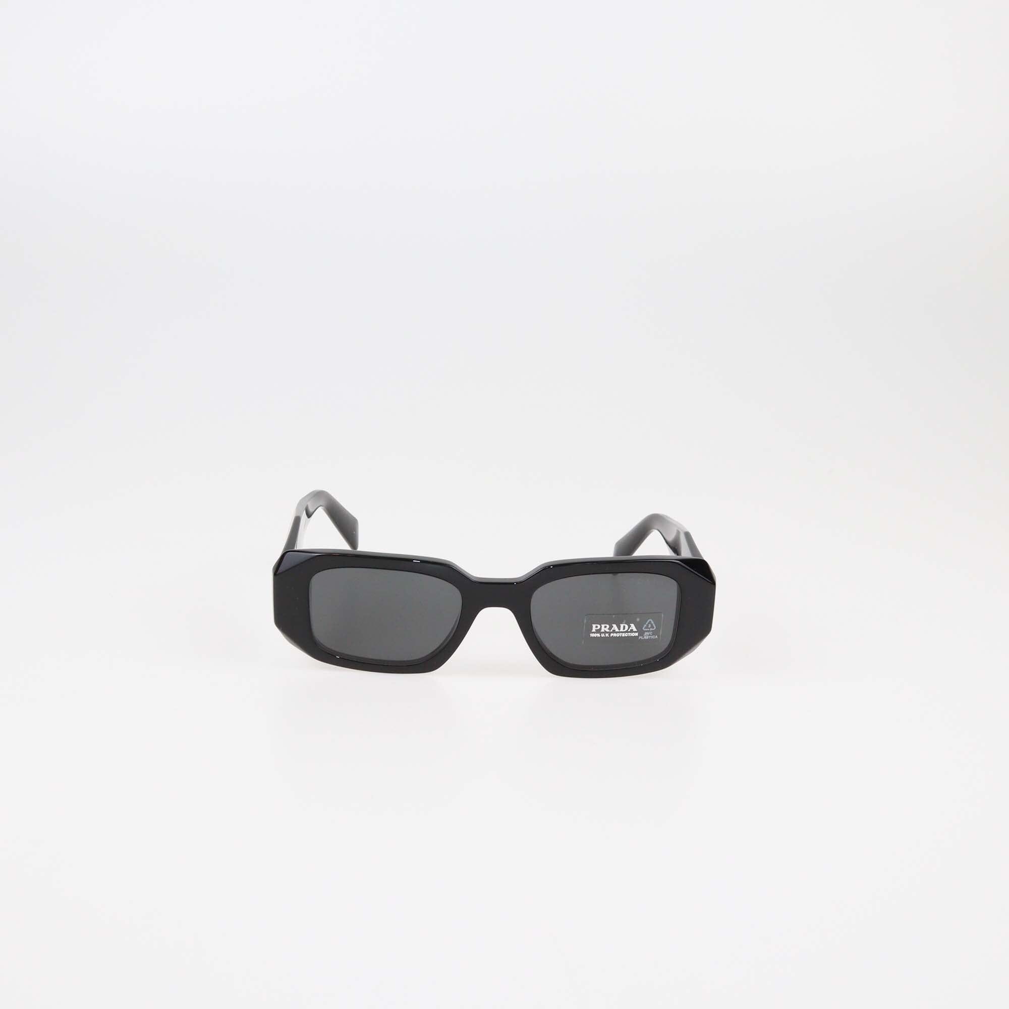 Prada Black/Dark Grey Symbole Rectangular Sunglasses Womens Prada 