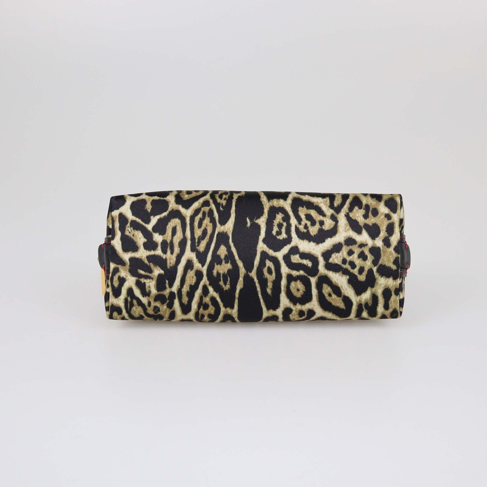 CH Carolina Herrera Black/Brown Leopard Print Cosmetic Pouch Womens CH Carolina Herrera 