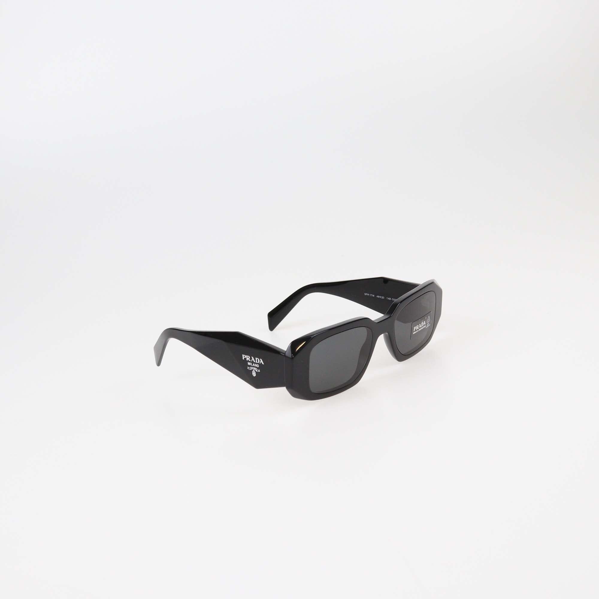 Prada Black/Dark Grey Symbole Rectangular Sunglasses Womens Prada 