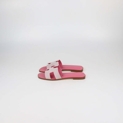 Hermes Rose Porcelaine Suede Oran Sandals