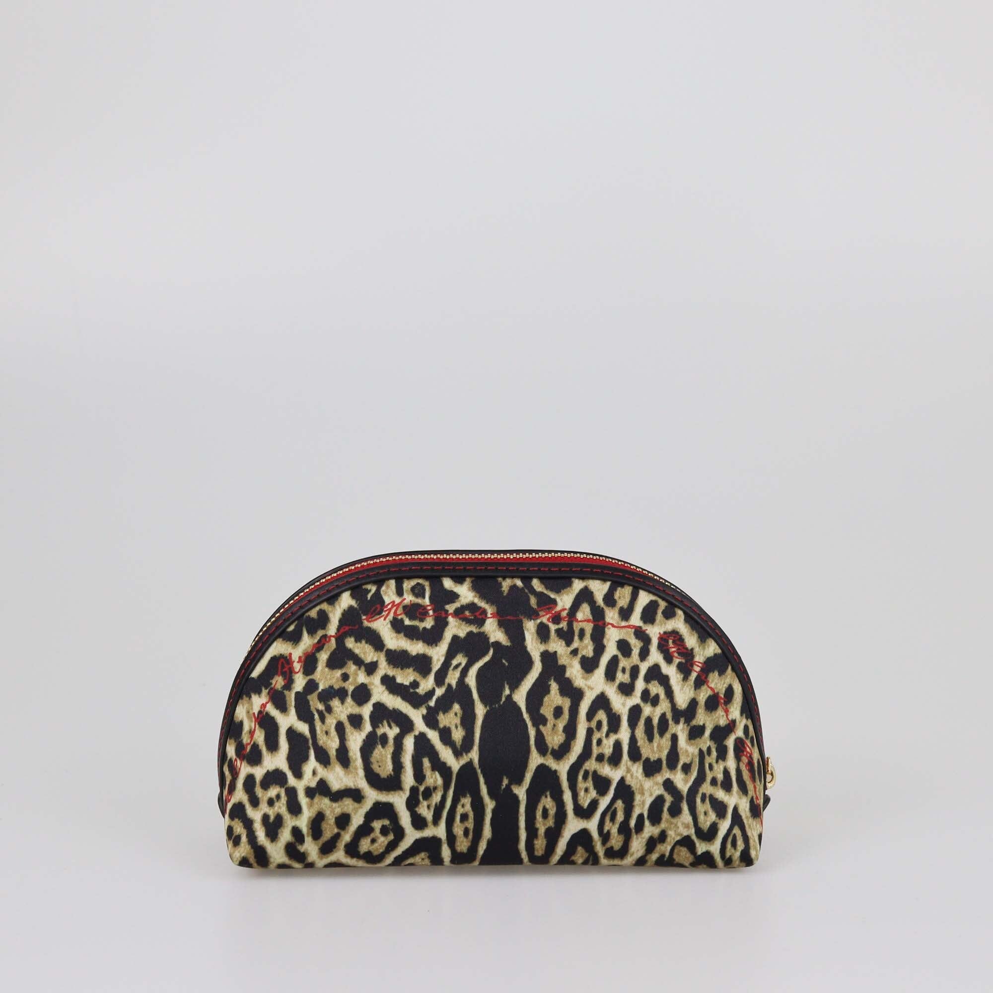 CH Carolina Herrera Black/Brown Leopard Print Cosmetic Pouch Womens CH Carolina Herrera 