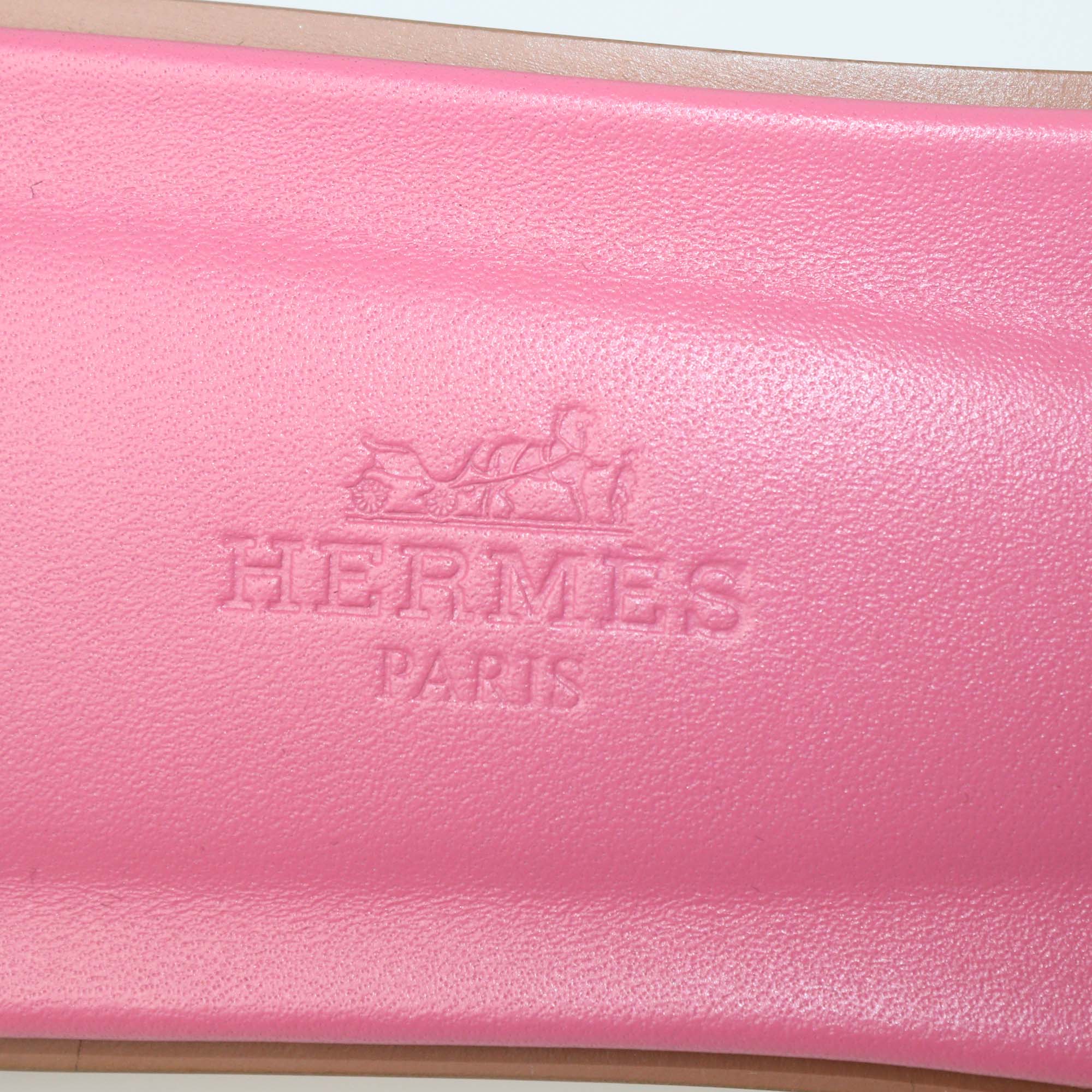 Hermes Rose Porcelaine Suede Oran Sandals