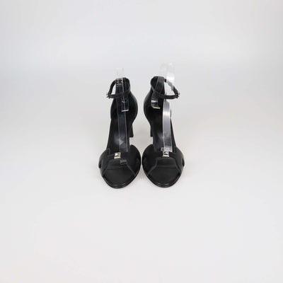 Hermes Black Leather Premiere 70 Sandals