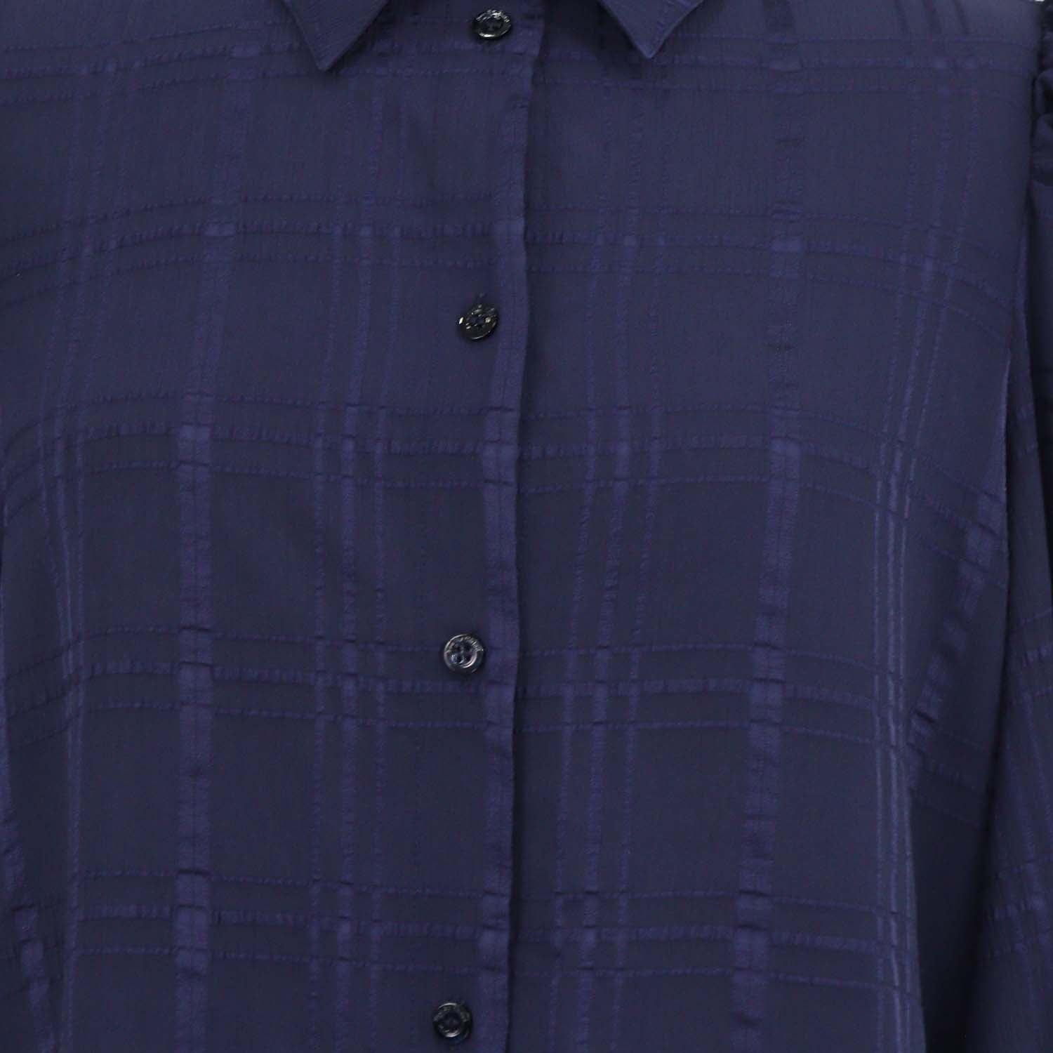 SeeByChloe Evening Blue Polyester Checked Bishop-Sleeve Shirt