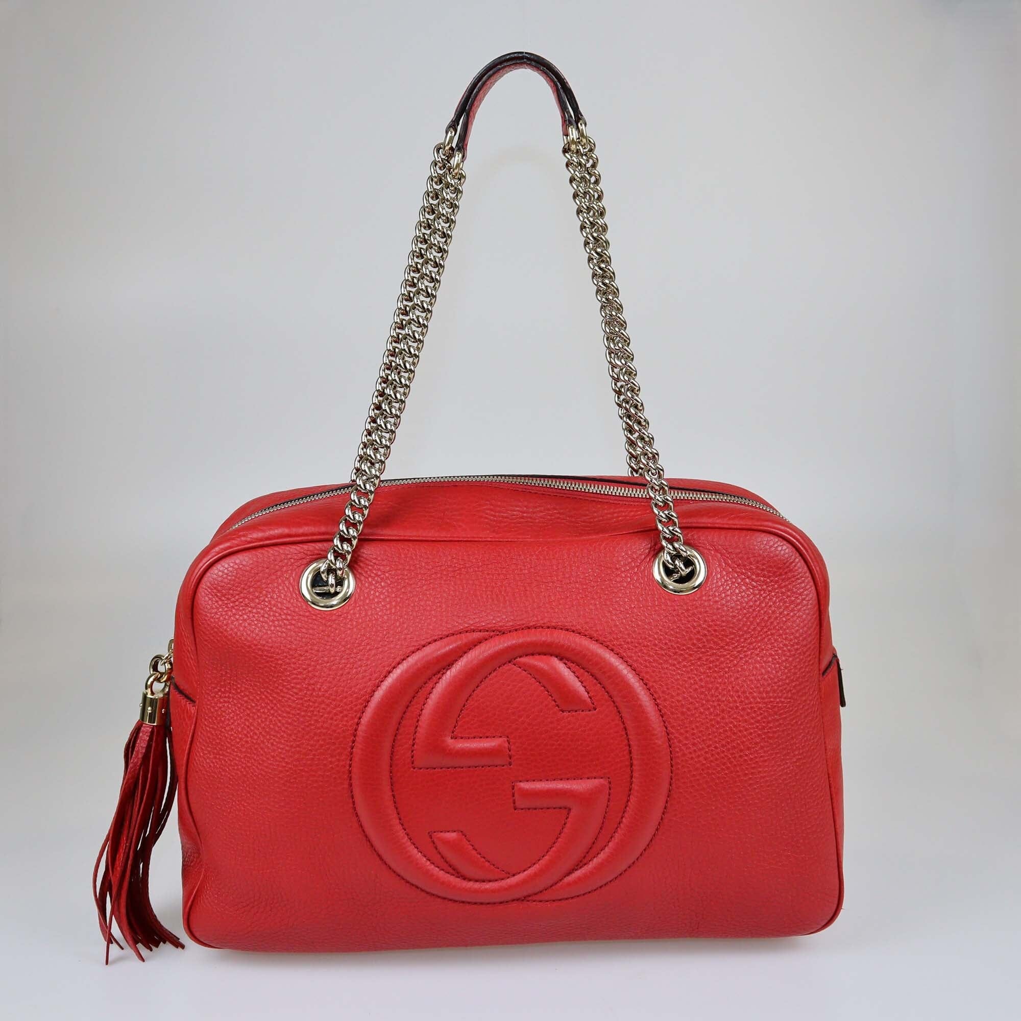 Gucci Red Large Soho Chain Bowler Bag