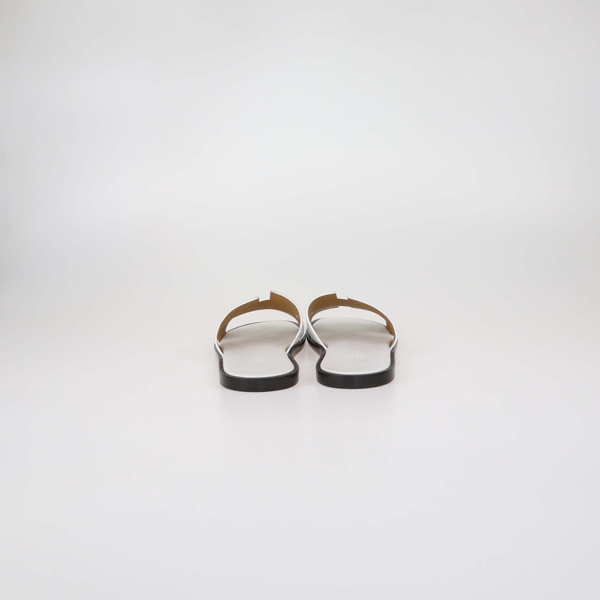 Hermes White Leather Izmir Sandals