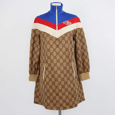 Gucci Multicolor GG Blend Polyester Colorblock Jersey Dress
