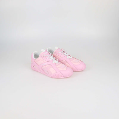 Versace Pink Leather and Nylon Galaxia Low Top Sneakers