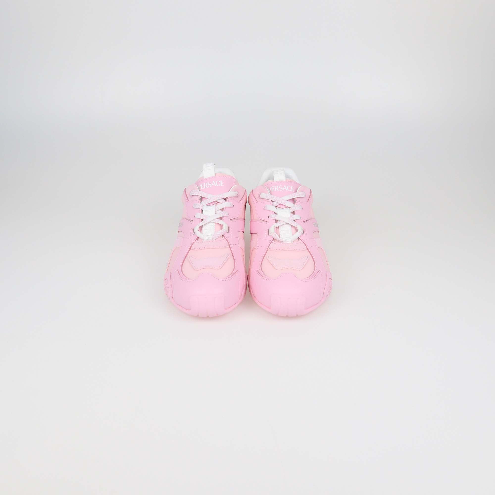 Versace Pink Leather and Nylon Galaxia Low Top Sneakers